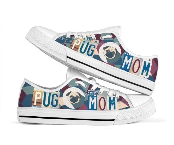 Pug Mom Shoes Low Top Style Gift For Dog Lover Nh10-Gearsnkrs