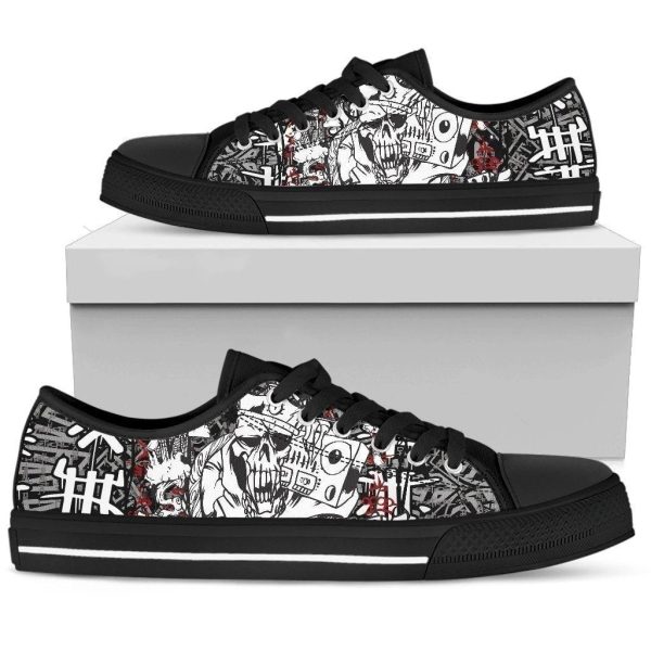 Rap Lover Skull Men'S Low Top Shoes Gift Idea Nh09-Gearsnkrs