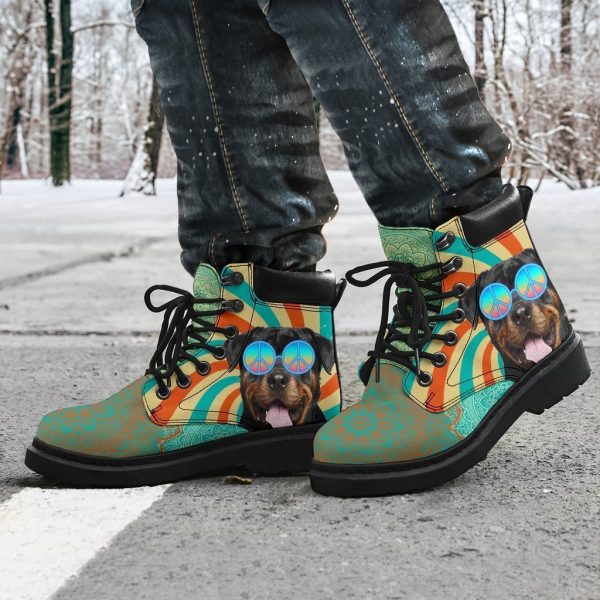 Rottweiler Dog Boots Shoes Hippie Style Funny-Gearsnkrs