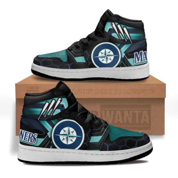 Seattle Mariners Football Team Kid Sneakers Custom For Kids 1 - Perfectivy