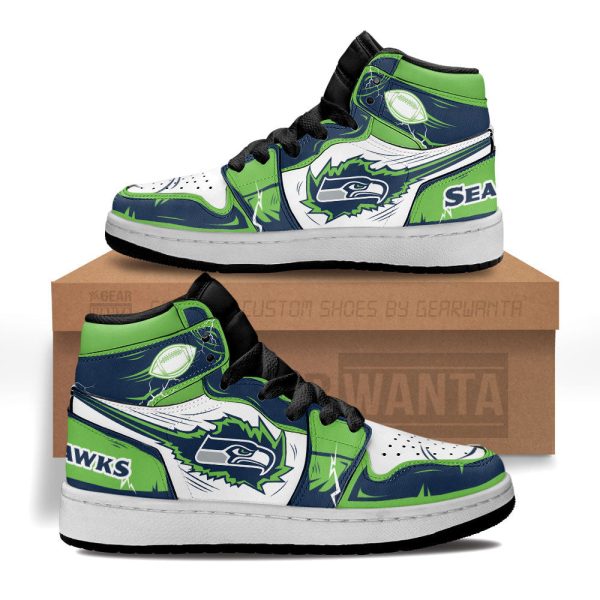 Seattle Seahawks Football Team Kid Sneakers Custom For Kids 1 - Perfectivy