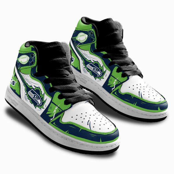 Seattle Seahawks Football Team Kid Sneakers Custom For Kids 2 - Perfectivy