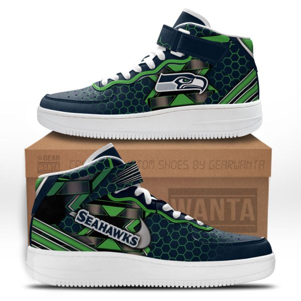 Seattle Seahawks Sneakers Custom Air Mid Shoes For Fans-Gearsnkrs