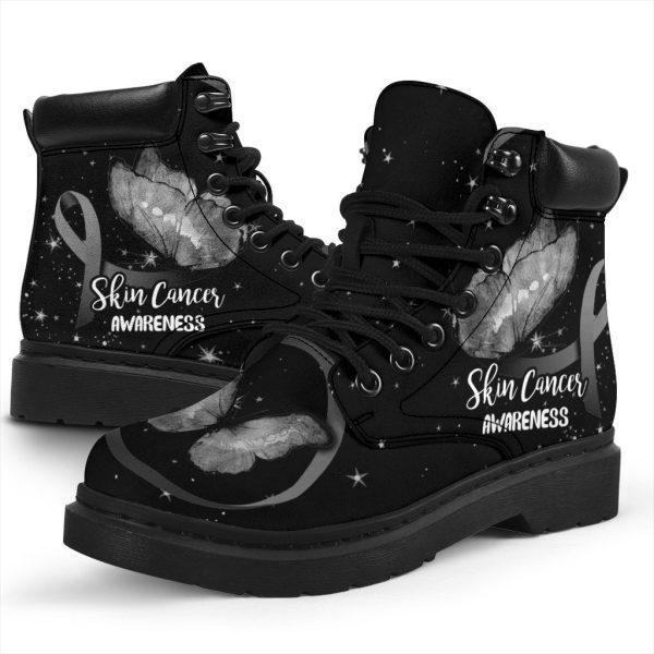 Skin Cancer Awareness Boots Ribbon Butterfly Shoes-Gearsnkrs