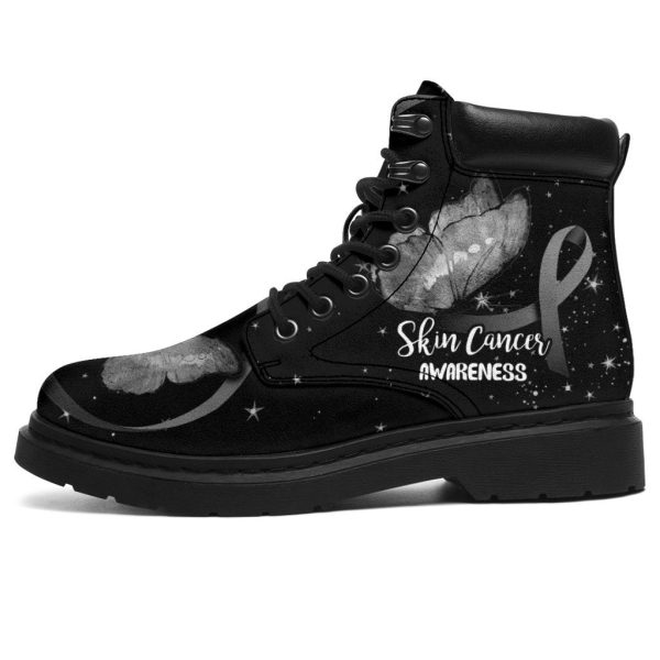 Skin Cancer Awareness Boots Ribbon Butterfly Shoes-Gearsnkrs