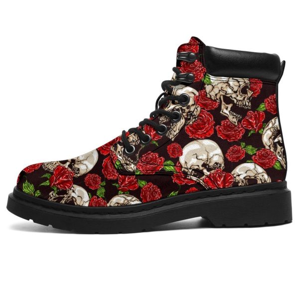 Skull Roses Boots Cool Gift Idea-Gearsnkrs