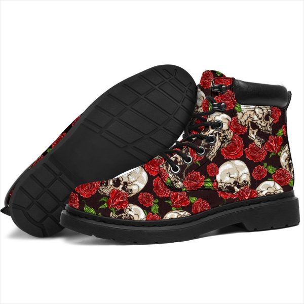 Skull Roses Boots Cool Gift Idea-Gearsnkrs