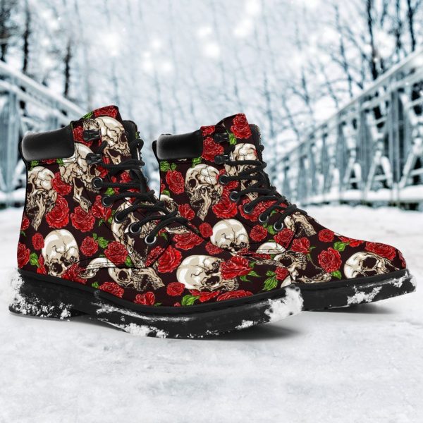 Skull Roses Boots Cool Gift Idea-Gearsnkrs