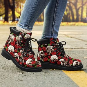 Skull Roses Boots Cool Gift Idea-Gearsnkrs