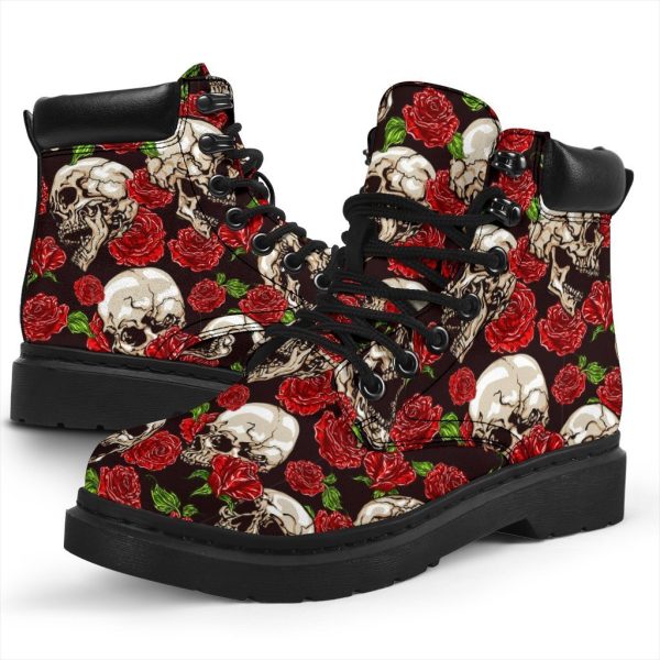 Skull Roses Boots Cool Gift Idea-Gearsnkrs