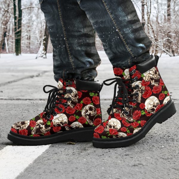 Skull Roses Boots Cool Gift Idea-Gearsnkrs