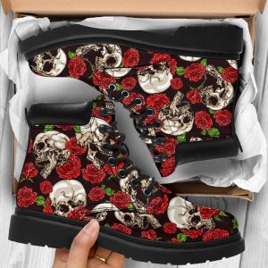 Skull Roses Boots Cool Gift Idea-Gearsnkrs