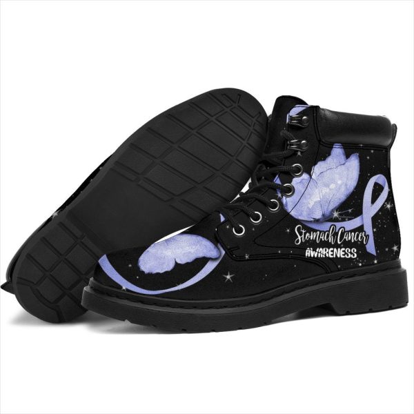 Stomach Cancer Awareness Boots Ribbon Butterfly Shoes-Gearsnkrs