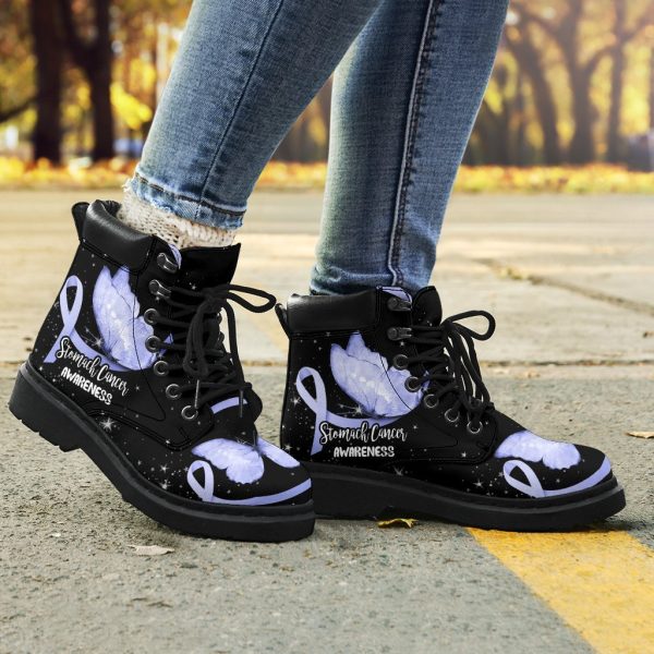 Stomach Cancer Awareness Boots Ribbon Butterfly Shoes-Gearsnkrs