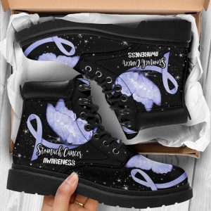 Stomach Cancer Awareness Boots Ribbon Butterfly Shoes-Gearsnkrs