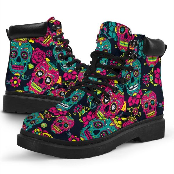 Sugar Skull Boots Shoes Gift Idea-Gearsnkrs