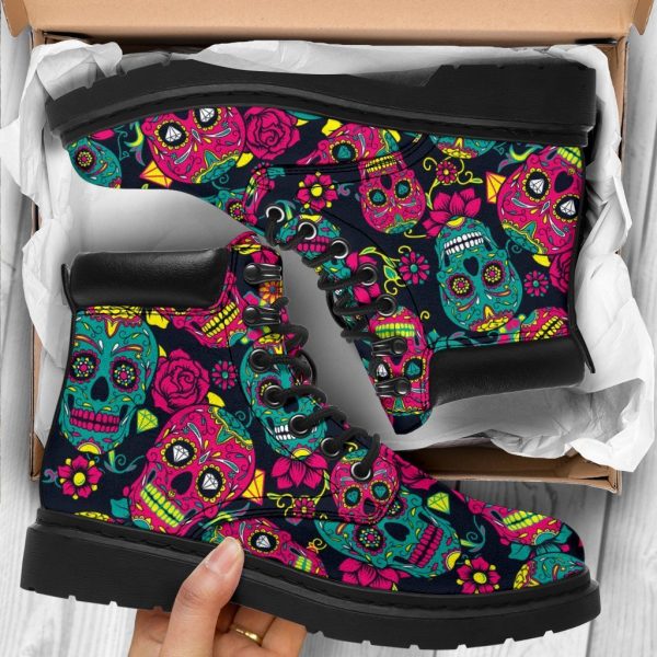 Sugar Skull Boots Shoes Gift Idea-Gearsnkrs