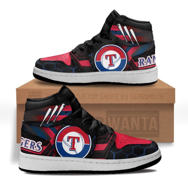 Texas Rangers Football Team Kid Sneakers Custom For Kids 1 - Perfectivy