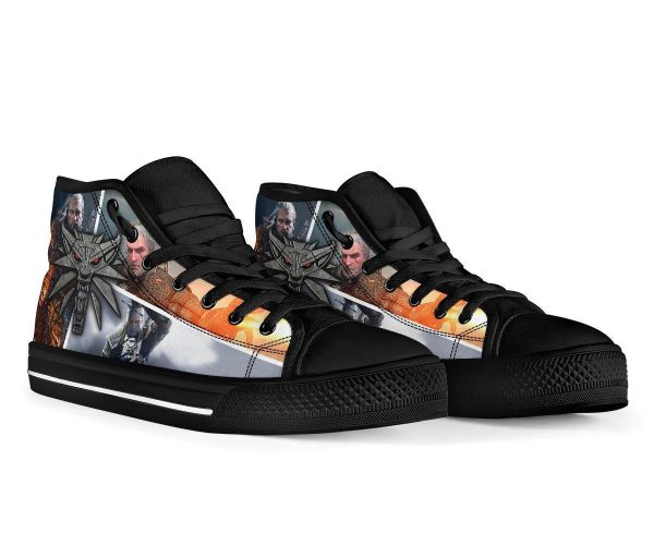 The Witcher Sneakers Wolf Charm High Top Shoes Custom-Gearsnkrs