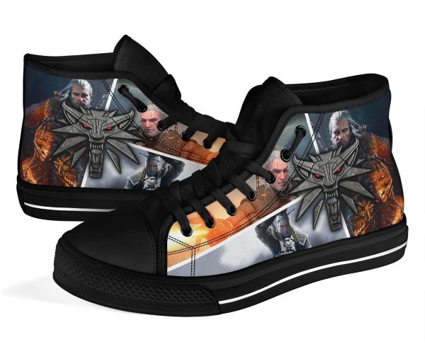 The Witcher Sneakers Wolf Charm High Top Shoes Custom-Gearsnkrs
