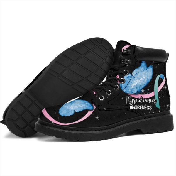 Thyroid Cancer Awareness Boots Butterfly Shoes Gift Idea-Gearsnkrs