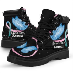 Thyroid Cancer Awareness Boots Butterfly Shoes Gift Idea-Gearsnkrs