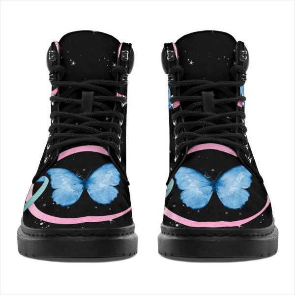 Thyroid Cancer Awareness Boots Butterfly Shoes Gift Idea-Gearsnkrs