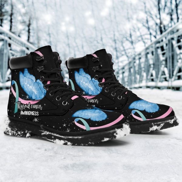 Thyroid Cancer Awareness Boots Butterfly Shoes Gift Idea-Gearsnkrs