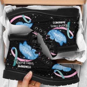 Thyroid Cancer Awareness Boots Butterfly Shoes Gift Idea-Gearsnkrs