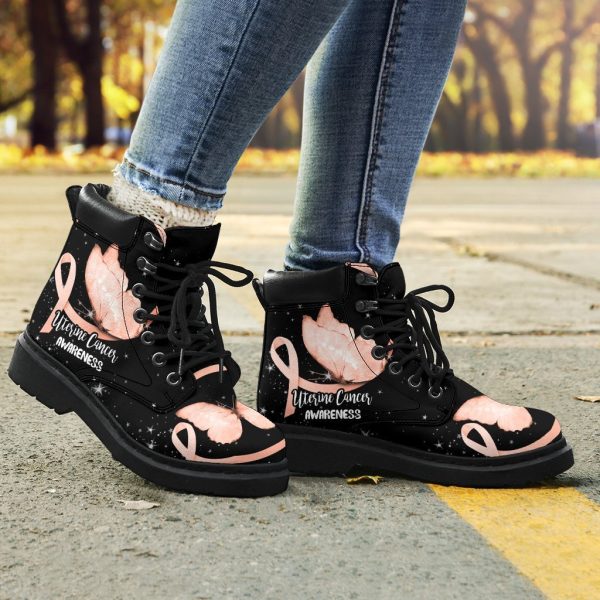 Uterine Cancer Awareness Boots Ribbon Butterfly Shoes-Gearsnkrs