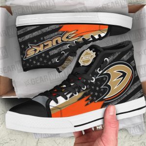 Anaheim Ducks High Top Shoes Custom American Flag Sneakers