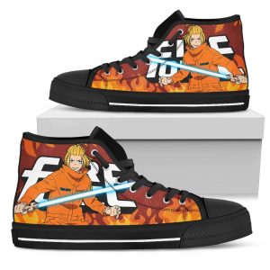 Arthur Boyle Fire Force Sneakers Anime High Top Shoes Custom PT02