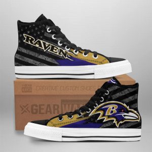 Baltimore Ravens High Top Shoes Custom American Flag Sneakers
