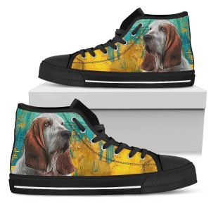 Basset Hound Dog Sneakers Colorful High Top Shoes