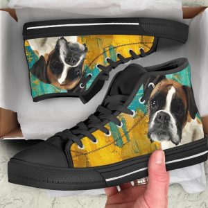 Boxer Dog Sneakers Colorful High Top Shoes