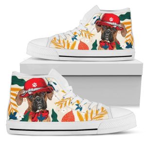 Boxer Dog Sneakers Women High Top Shoes Funny