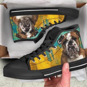 Bulldog Dog Sneakers Colorful High Top Shoes