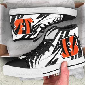 B&W Cincinnati Bengals High Top Shoes Custom Hockey Sport Sneakers
