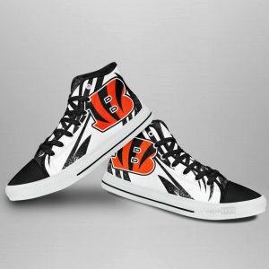 B&Amp;W Cincinnati Bengals High Top Shoes Custom Hockey Sport Sneakers
