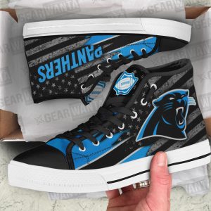 Carolina Panthers High Top Shoes Custom American Flag Sneakers