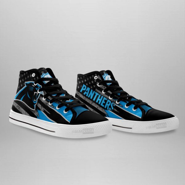 Carolina Panthers High Top Shoes Custom American Flag Sneakers