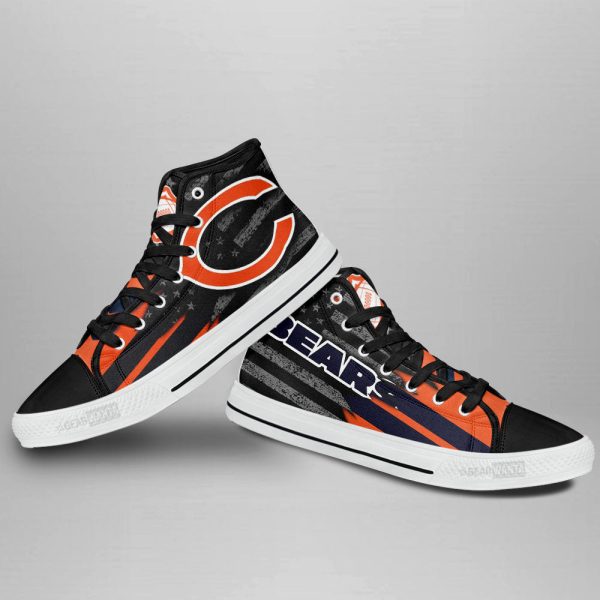 Chicago Bears High Top Shoes Custom American Flag Sneakers