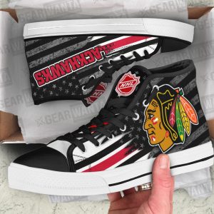 Chicago Blackhawks High Top Shoes Custom American Flag Sneakers