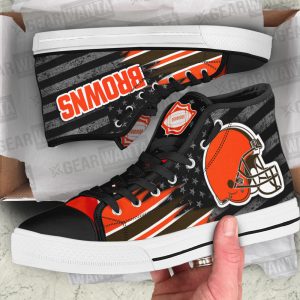 Cleveland Browns High Top Shoes Custom American Flag Sneakers