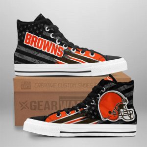 Cleveland Browns High Top Shoes Custom American Flag Sneakers