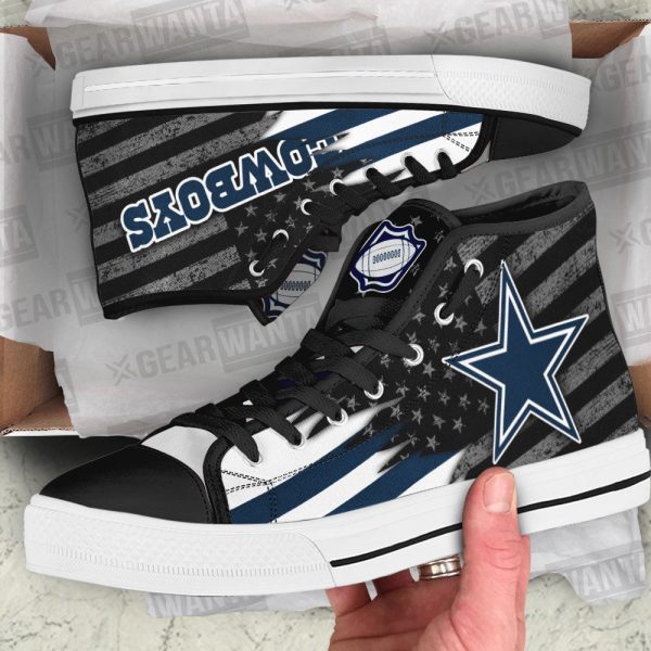 Dallas Cowboys High Top Shoes Custom American Flag Sneakers