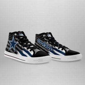 Dallas Cowboys High Top Shoes Custom American Flag Sneakers