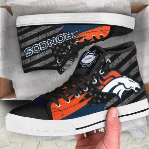 Denver Broncos High Top Shoes Custom American Flag Sneakers