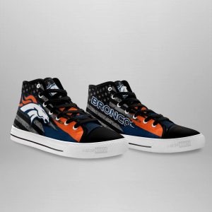 Denver Broncos High Top Shoes Custom American Flag Sneakers