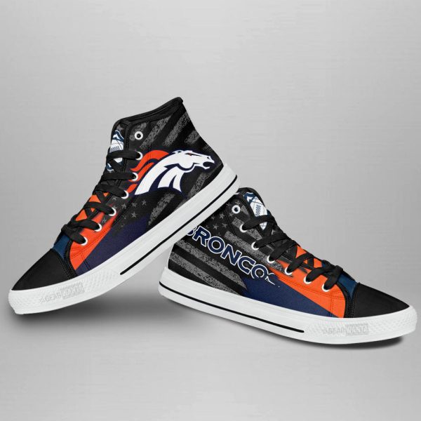 Denver Broncos High Top Shoes Custom American Flag Sneakers